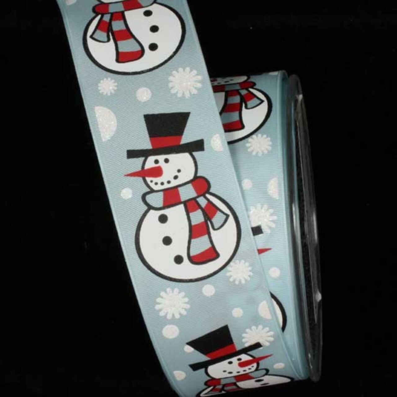 The Ribbon People Blue and White Wonderland Snowman Wired Craft Ribbon 1.5" x 27 Yards